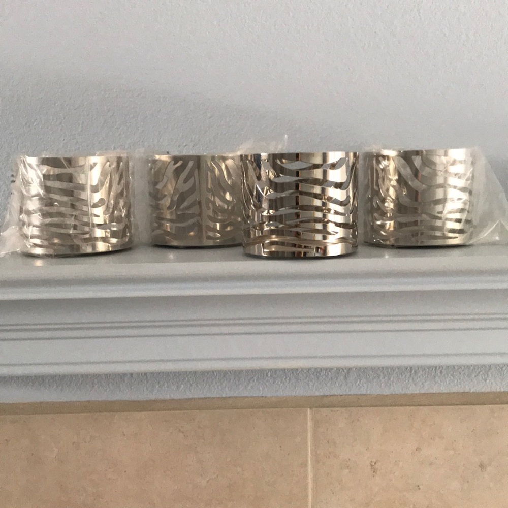 Bundle of 4 3 wick candle holders zebra design